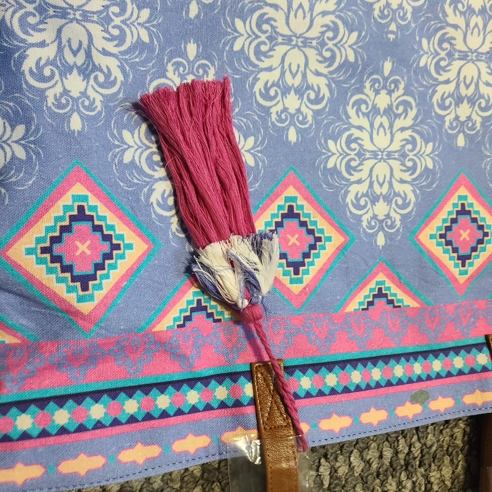 Coldwater Creek‎ Blue and Pink Geometric Tote - Picture 7 of 10